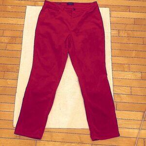 TALBOTS Cherry Red High Rise Straight-Leg Velvet Pants Size 14